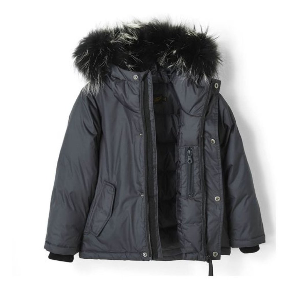 Finger In The Nose Black Puffer Jacket with Fur Trim